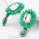 2013 Design Fashion Lollies Green Crystal Flower Stud Earrings