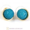 Fashion Gold Plated Blue Bubble Stud Earring Wholesale
