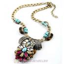 Vintage Style Brand Crystal Flower Pendant Necklace Wholesale