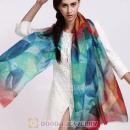 Mori Girl Style Wool Scarves Digital Painting Leaves Pashmina Shawl