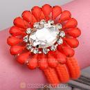 Fluorescence Orange Cord and Resin Crystal Flower Bracelet