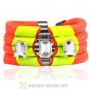 Fluorescence Orange Cord and Crystal Bracelet