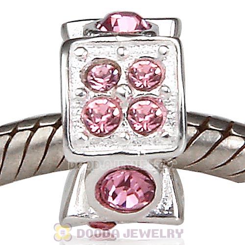 European Sterling Silver Radiance Beads with Light Rose Austrian Crystal