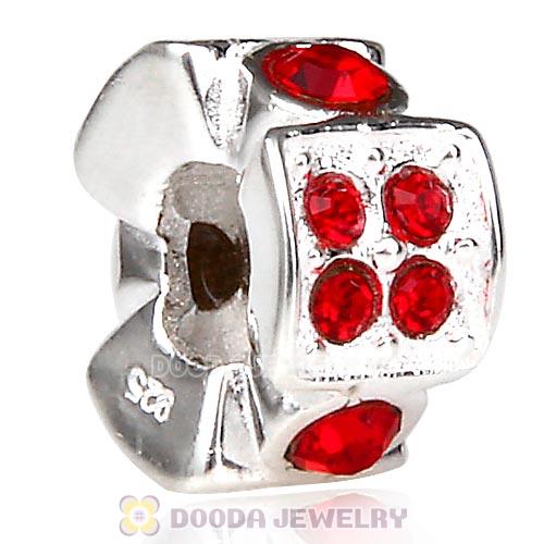 European Sterling Silver Radiance Beads with Light Siam Austrian Crystal