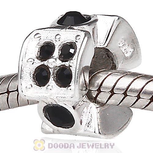 European Sterling Silver Radiance Beads with Jet Austrian Crystal