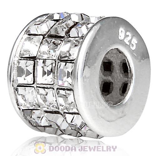 European Sterling Silver Tiles Beads with Crystal Austrian Crystal