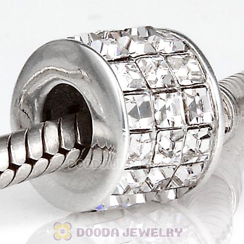 European Sterling Silver Tiles Beads with Crystal Austrian Crystal