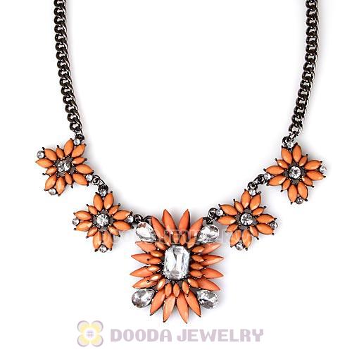 2013 Design Lollies Orange Resin Crystal Statement Necklaces Wholesale