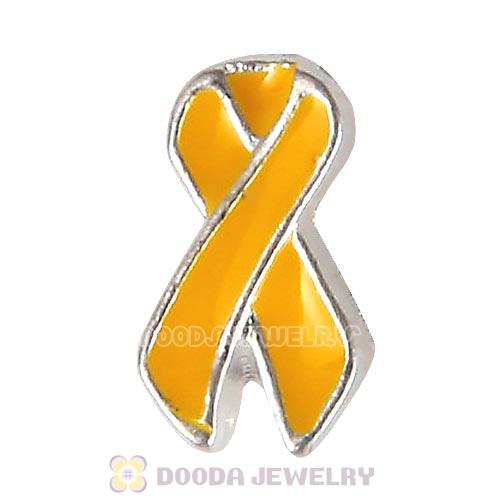 Alloy Yellow Ribbon Enamel Floating Locket Charms Wholesale