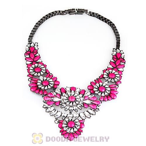 Luxury brand Roseo Resin Crystal Flower Statement Necklaces Wholesale