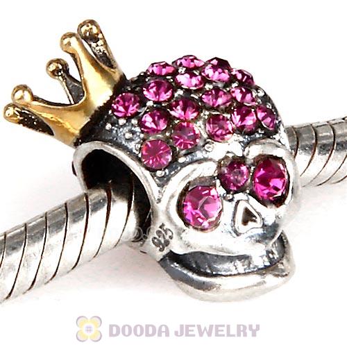 Gold Plated Crown Sterling Silver Skull Highness Bead with Amethyst Austrian Crystal