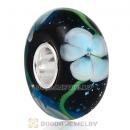 Silver Bits Flower Glass Beads in 925 Silver Single Core