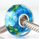 Silver Bits Flower Glass Beads in 925 Silver Single Core