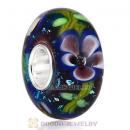 Silver Bits Flower Glass Beads in 925 Silver Single Core