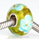 Silver Bits Flower Glass Beads in 925 Silver Single Core