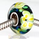Silver Bits Flower Glass Beads in 925 Silver Single Core