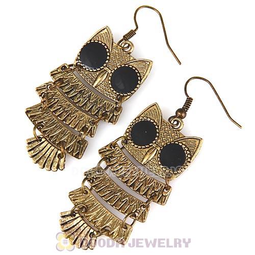 Vintage Style Owl Drop Earrings Wholesale