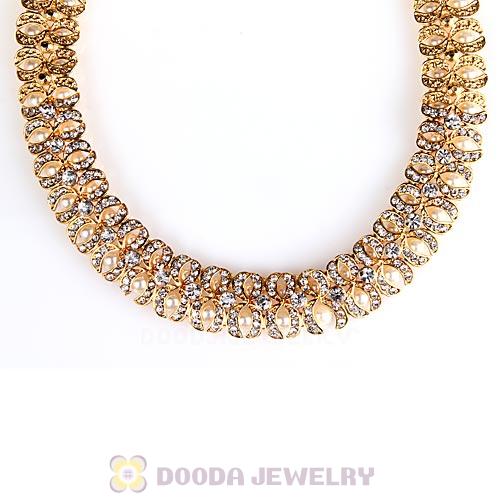 Fashion Gold Plated bling bling Crystal and Pearl Necklaces Wholesale