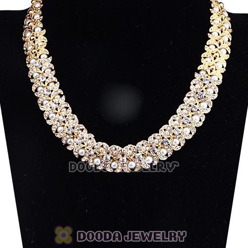 Fashion Gold Plated bling bling Crystal and Pearl Necklaces Wholesale