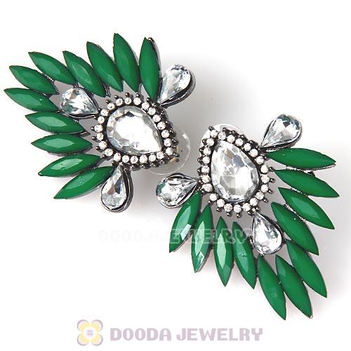 2013 Design Fashion Lollies Dark Green Crystal Stud Earrings Wholesale