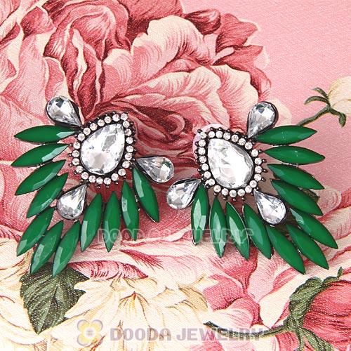 2013 Design Fashion Lollies Dark Green Crystal Stud Earrings Wholesale