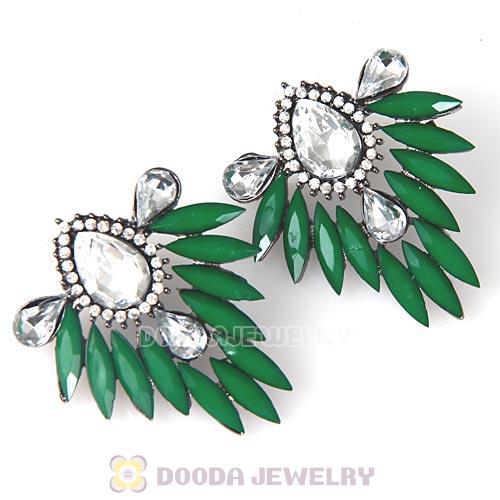2013 Design Fashion Lollies Dark Green Crystal Stud Earrings Wholesale