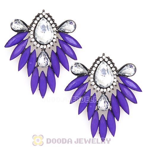 2013 Design Fashion Lollies Dark Purple Crystal Stud Earrings Wholesale