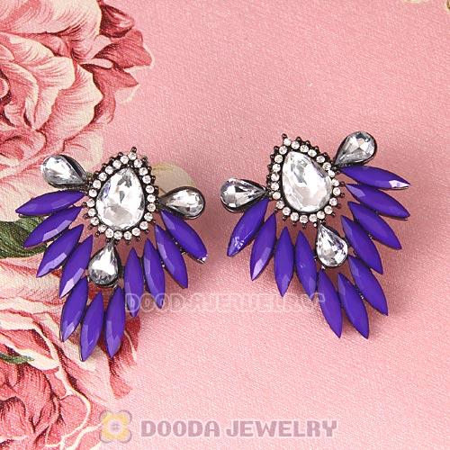 2013 Design Fashion Lollies Dark Purple Crystal Stud Earrings Wholesale