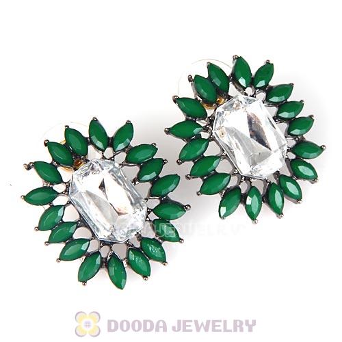2013 Design Lollies Dark Green Crystal Stud Earrings Wholesale