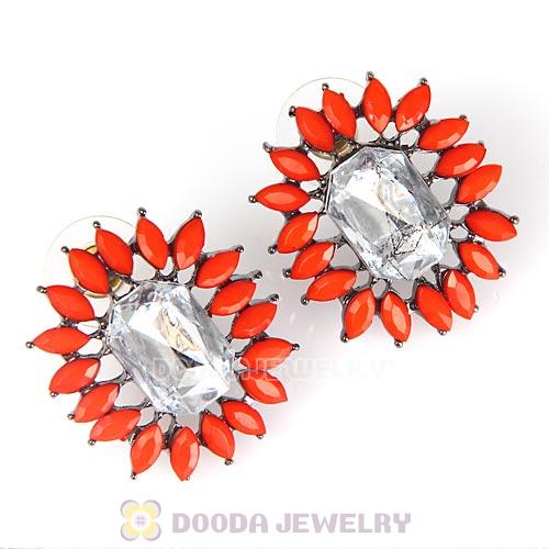 2013 Design Lollies Orange Crystal Stud Earrings Wholesale