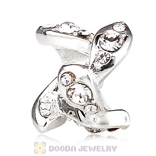 Sterling Silver Leaf Beads with Crystal Austrian Crystal