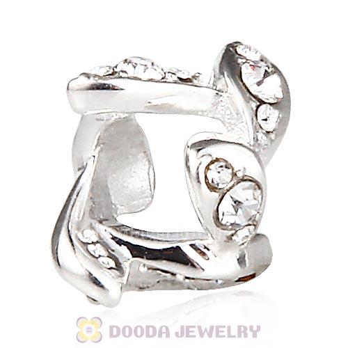 Sterling Silver Leaft Beads with Crystal Austrian Crystal