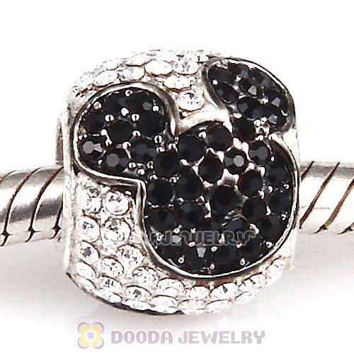 Sterling Silver Jeweled Mickey Charms with Jet and Clear Austrian Crystal