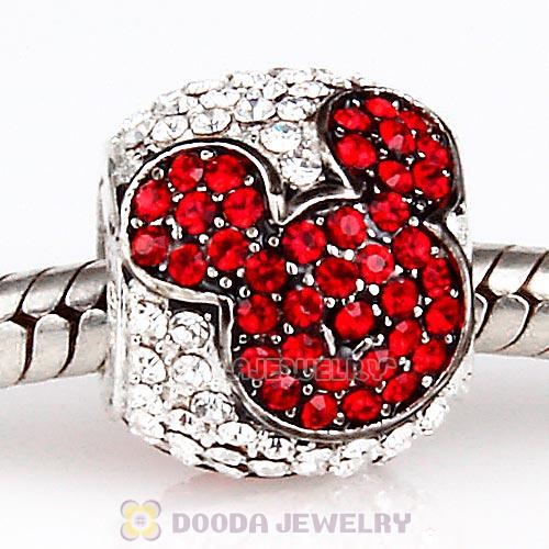 Sterling Silver Jeweled Mickey Charms with Light Siam and Clear Austrian Crystal