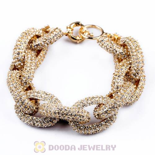 Gold Plated Brand Alloy Ring Connection Bracelet with Crystal