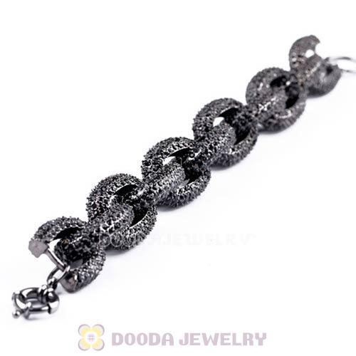 Gun Black Plated Brand Alloy Ring Connection Bracelet with Crystal