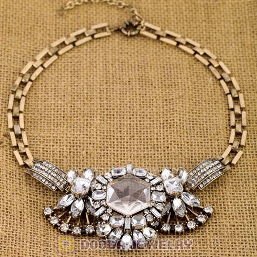 Vintage Style Brand Resin Crystal Flower Statement Necklaces Wholesale