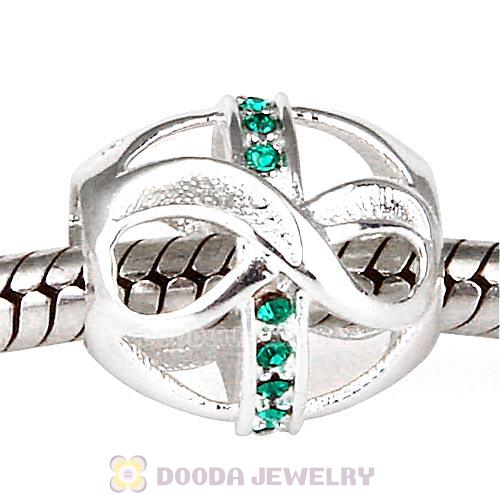Sterling Silver Just What I Wanted Infinity Beads with Emerald Austrian Crystal