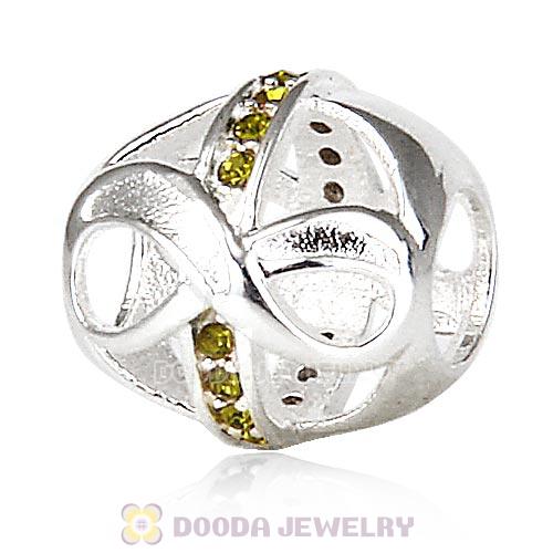 Sterling Silver Just What I Wanted Infinity Beads with Olivine Austrian Crystal