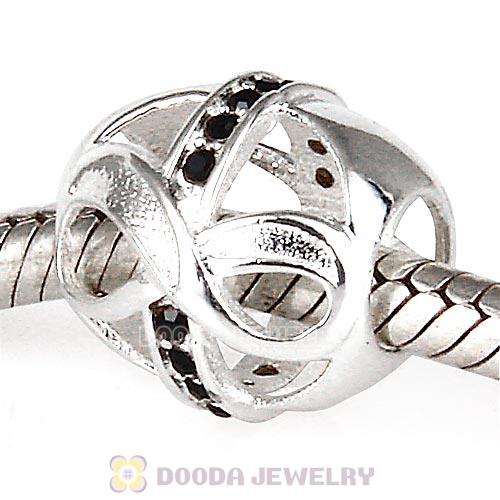 Sterling Silver Just What I Wanted Infinity Beads with Jet Austrian Crystal