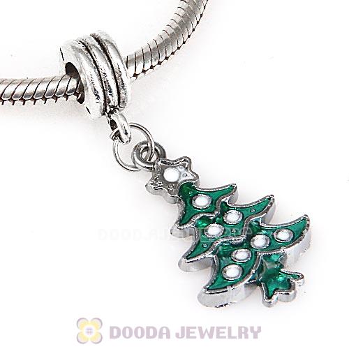 Platinum Plated Enamel European Christmas Tree Dangle Charms Wholesale