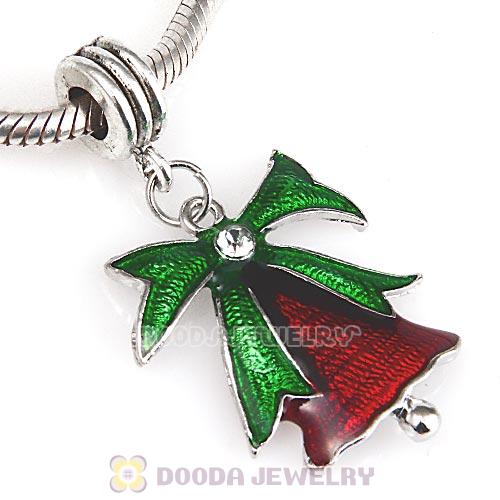 Platinum Plated Enamel European Christmas Tree Dangle Charms Wholesale