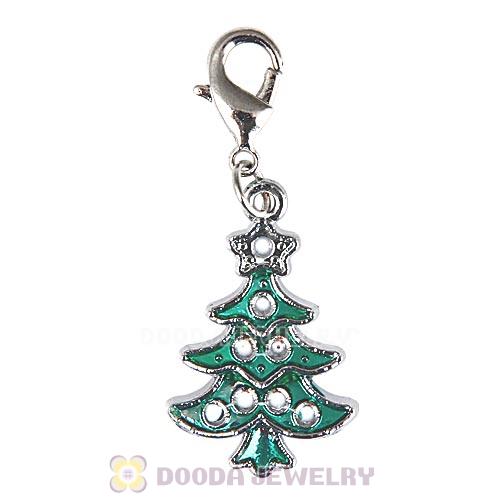 Platinum Plated Enamel European Jewelry Christmas Tree Charms Wholesale