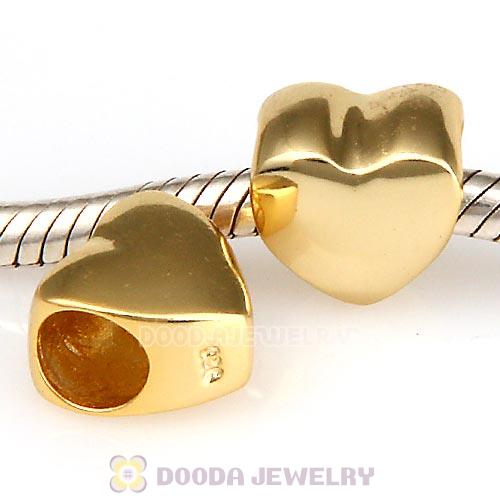 Sterling Silver Gold Plated Heart Beads Wholesale
