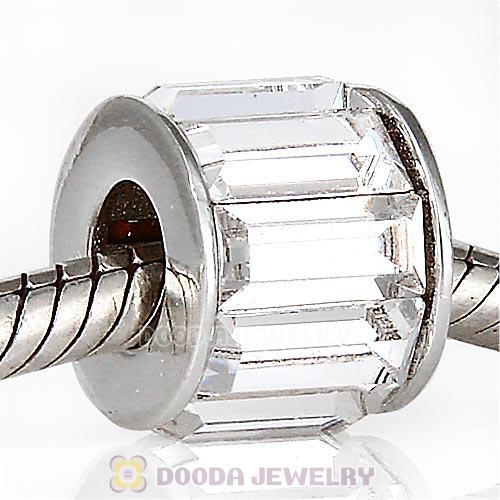 European Sterling Silver Baguette Beads with Crystal Austrian Crystal