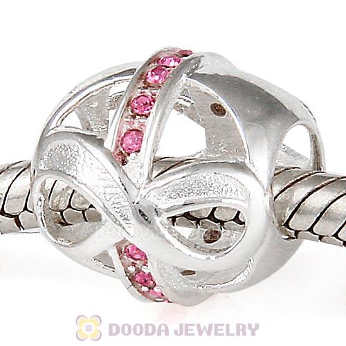 Sterling Silver Just What I Wanted Infinity Beads with Rose Austrian Crystal
