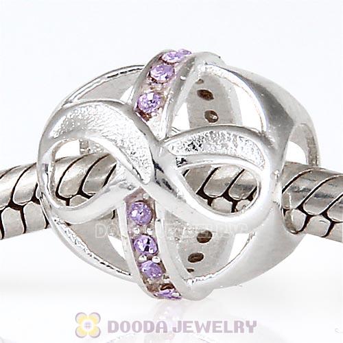 Sterling Silver Just What I Wanted Infinity Beads with Violet Austrian Crystal