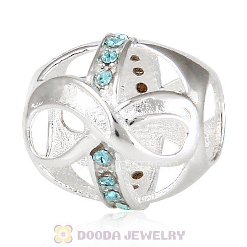 Sterling Silver Just What I Wanted Infinity Beads with Aquamarine Austrian Crystal