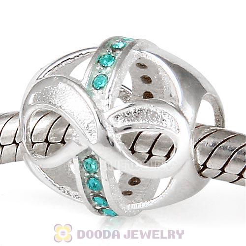 Sterling Silver Just What I Wanted Infinity Beads with Blue Zircon Austrian Crystal