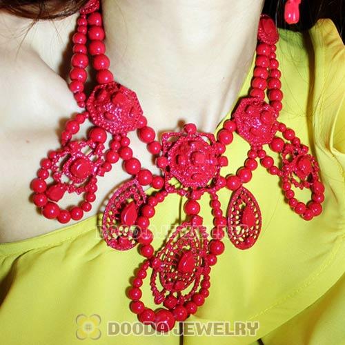 Fashion luxury Red Pretty Tie Collar Metal Lacquer Necklace
